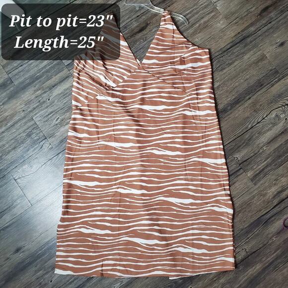 A New Day Women’s Brown Zebra Striped Slip Dress 90s Casual Evening Size XXL - Picture 5 of 8